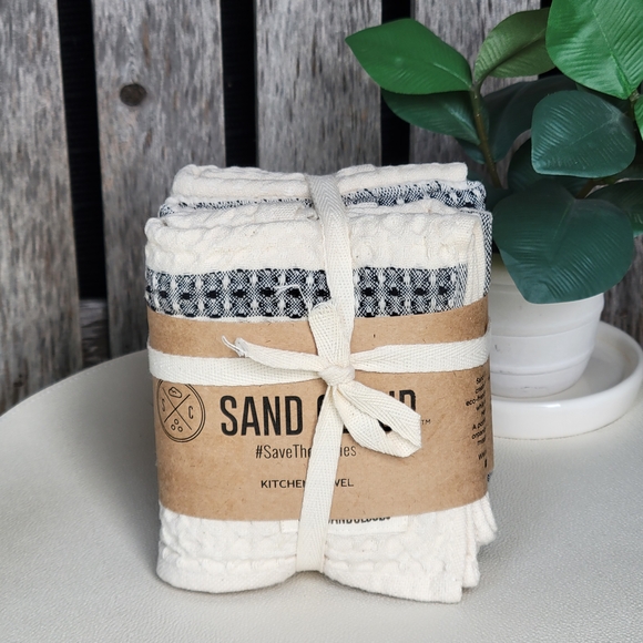 Sandcloud Other - Sand Cloud Black & Ivory Waffle Weave Hand Towels - 3 Pack